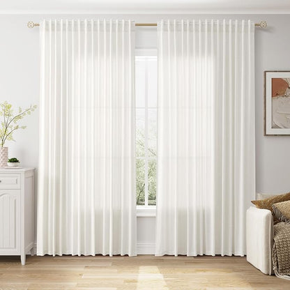 Extra Wide 100 Inch Curtains for Living Room 102 Inches Long Linen Farmhouse - Image 6
