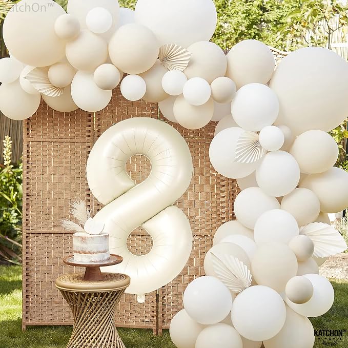 KatchOn Cream White Number 8 Balloon 40 Inch | 8th Birthday Decorations - Image 6