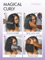 LUVME HAIR Wet and Wavy 5x5 Closure Water Wave Short Curly Bob Glueless Wigs Human Hair Pre Plucked Pre Cut Lace Side Part 100% Human Hair Wig 16 Inches