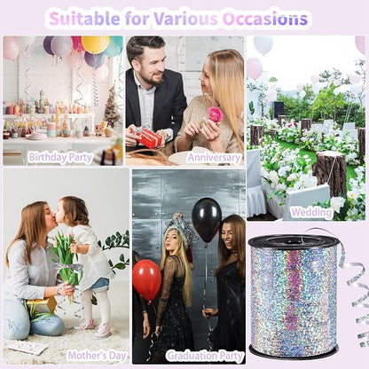 woric Silver Curling Ribbon 600 Yards 1/5 Inch Balloon String Ribbon | Metallic - Image 6