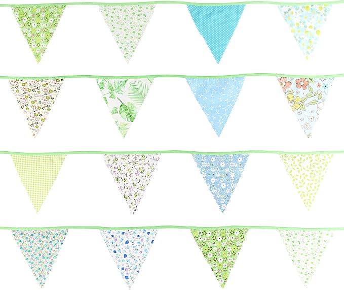 G2PLUS 39Ft Triangle Bunting Banner, Garden Party, Spring Picnic, Baby Shower - Image 4