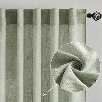 MIULEE Sage Linen Curtains 52x72 Inch Long - Image 2