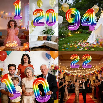 40 Inch Number 94 Balloons for 94th Birthday Party Decorations, 0-100 Rainbow - Image 7