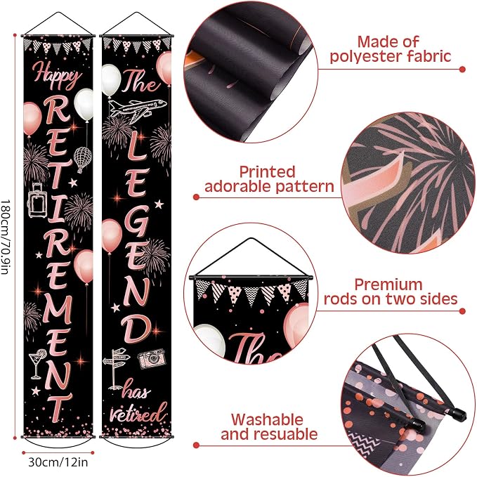 Boao Retirement Porch Sign Door Hanging Banner, Retirement Banner the Legend - Image 2