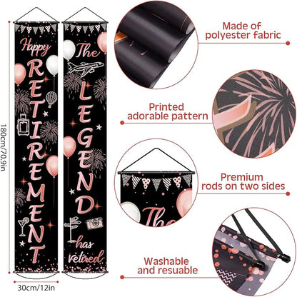 Boao Retirement Porch Sign Door Hanging Banner, Retirement Banner the Legend - Image 2