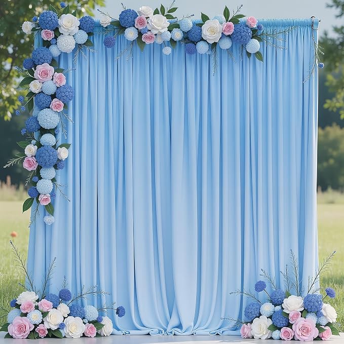 Blue Backdrop Curtain for Wedding Parties Backdrop Drapes 10x10FT | Wrinkle by Wokceer