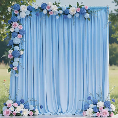 Blue Backdrop Curtain for Wedding Parties Backdrop Drapes 10x10FT | Wrinkle by Wokceer