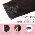 GOO GOO Clip in Hair Extensions Real Human Hair, Remy Human Hair Extensions Clip ins for Women, Natural Human Hair, 16inch 110g 7Pcs, 2A Light Brown