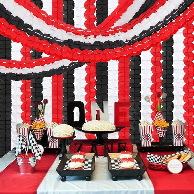 Black White-Red Party-Decorations Streamers Garland - 157Ft Graduation - Image 6
