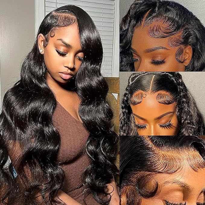 200% Density HD Lace Front Wigs Human Hair 22 Inch 13x6 Body Wave Lace Front Wigs Human Hair Glueless Frontal Wigs Pre Plucked with Natural Hairline Body Wave Wigs for Black Women