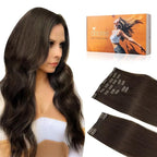 DOORES Real Human Hair Extensions, Light Dark Brown 18 Inch 150g 9pcs, Clip in Remy Hair Extensions, Thick Natural Hair