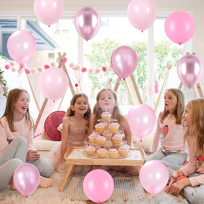 Pink Balloons Set, 60 Packs 12 Inch Metallic Chrome Pink Pearl Macaron Light - Image 4