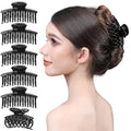 RC ROCHE 6 Pcs Double Claw Hair Clip Tooth Claw Clip Grip Tooth Jaw Clamps Thin Fine Hair Strong Hold No Slip Undo Clutchers for Women, Medium Black