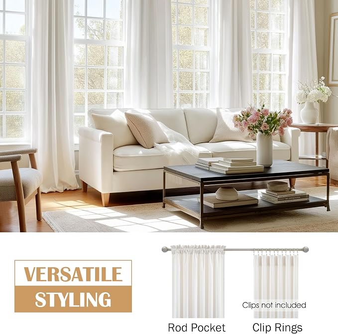 Beauoop Cream Velvet Curtains for Bedroom Living Room 52x72 2 Panels | Soft - Image 2