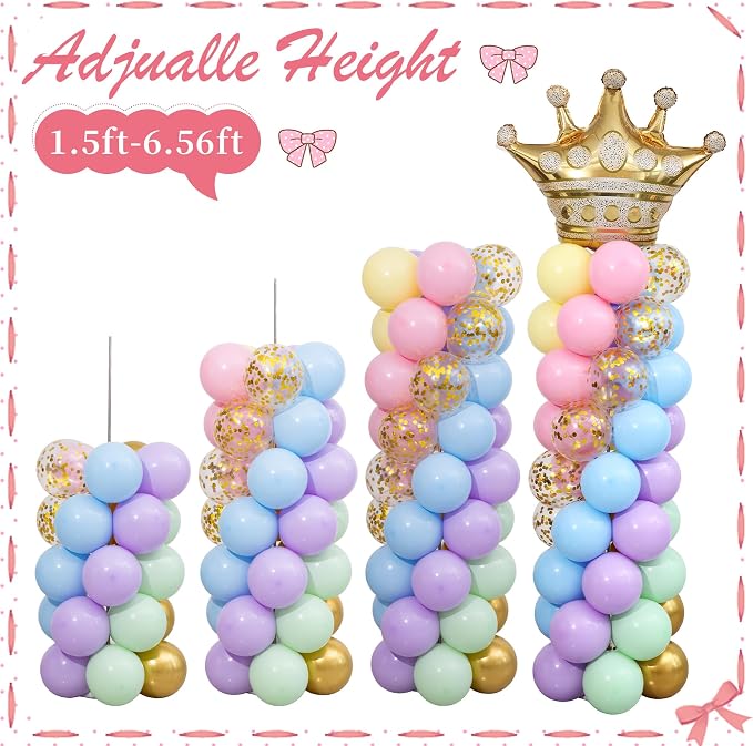 Pastel Princess Party Balloon Column Stand Arch Kit Set of 2 - Image 5