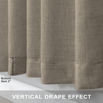 Pitalk Taupe Linen Curtains 63 Inch Length 2 Panels Soft Thick Linen Textured - Image 5