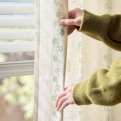 Cathy Linen Floral Curtains for Living Room Privacy Curtains Set of 2 for - Image 5