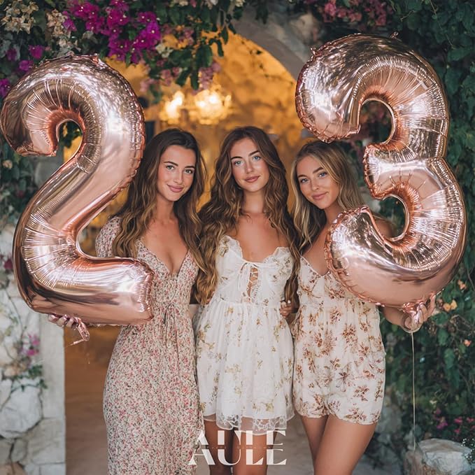 AULE 40 Inch Rose Gold 23 Balloon Number Foil 0-9 Birthday Big Numbers | - Image 4