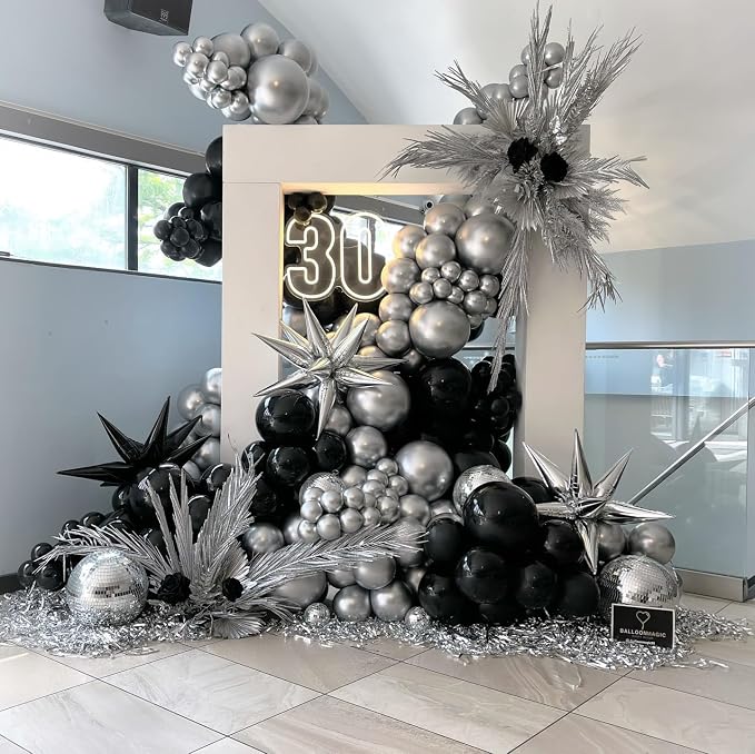 Black and Silver Balloon Arch Kit, Different Size Balloons - Image 3