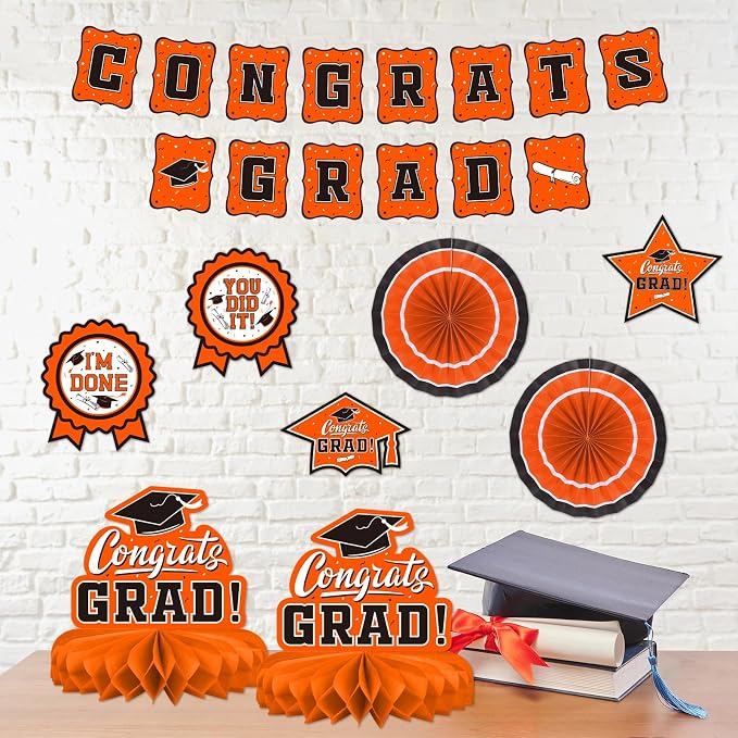 Orange Themed 2026 Graduation Decorations Set - Image 7