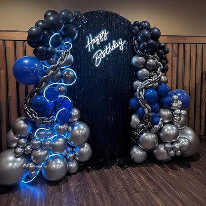 Black Blue Silver Balloons 12 Inch Graduation Balloon Navy Royal Blue Metallic - Image 3