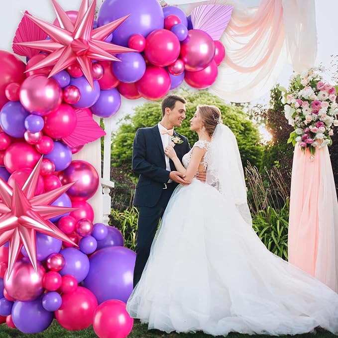 Hot Pink Purple Balloon Garland Kit, 104 Piece Mixed Size Latex Balloons - Image 6