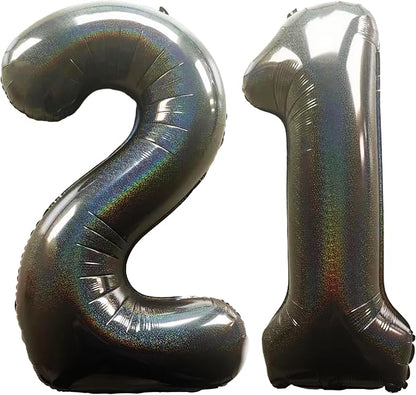 Laser Black Number 21 Balloons 40 Inch Giant Number Black 21 Foil Mylar by COLORFULELVES