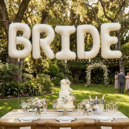 Biapian 40 Inch BRIDE Letter Balloons, Big Cream BRIDE Foil Balloons - Image 7