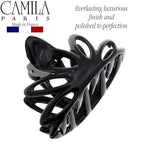 Camila Paris CP853 French Hair Clip for Women Thick Hair for Long Curly Wavy Hair, Black, Girls Hair Claw Clips Fashion Styling Hair Accessories for Women, Strong Hold No Slip Grip, Made in France