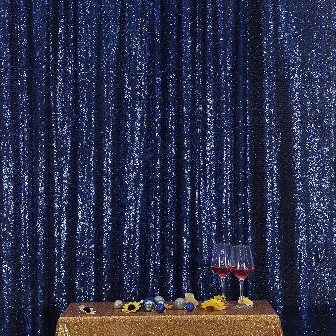 Poise3EHome Blue Sequin Backdrop, 8FT x 10FT Sequin Photography Backdrop Curtain by Poise3EHome