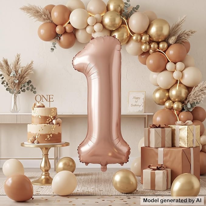 40 Inch Caramel Foil Number 1 Balloon - Image 3
