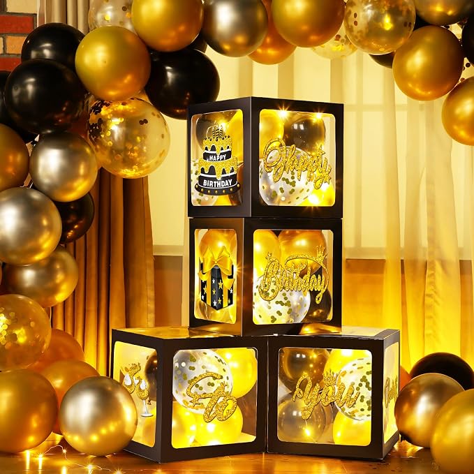 Funrous 51 Pcs Gold and Black Birthday Party Decorations by Funrous