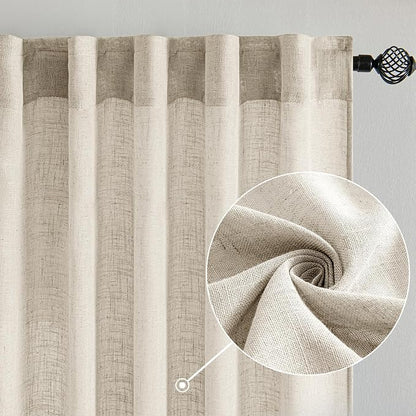MIULEE Cream Linen Curtains 52x54 Inch 2 Panels - Image 2
