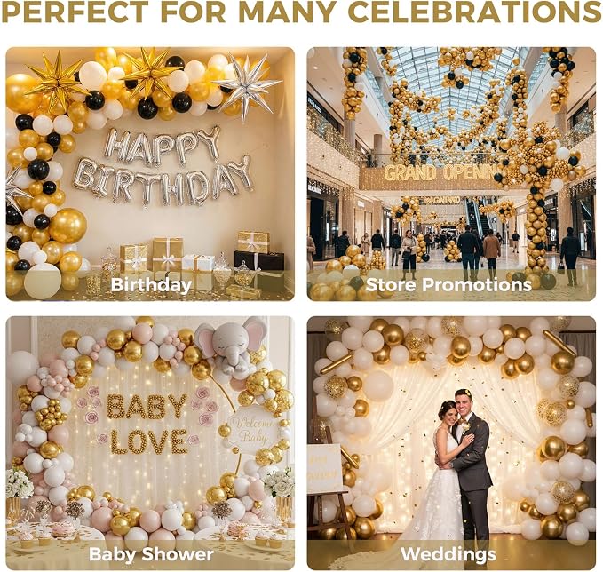 LOVESTOWN 110 PCS Gold Balloons, 12 Inch Bright Gold Latex Balloons | Birthday - Image 5