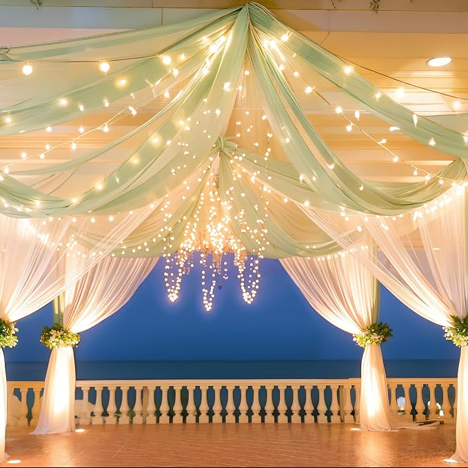 6 Panels Green Ceiling Drapes - Image 2