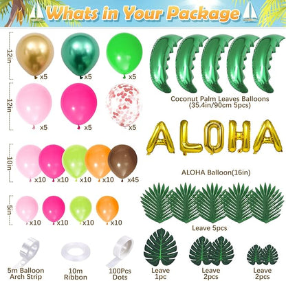 SNLN 178Pcs Tropical Luau Balloons Arch Garland Kit Hawaiian Party Decorations - Image 2