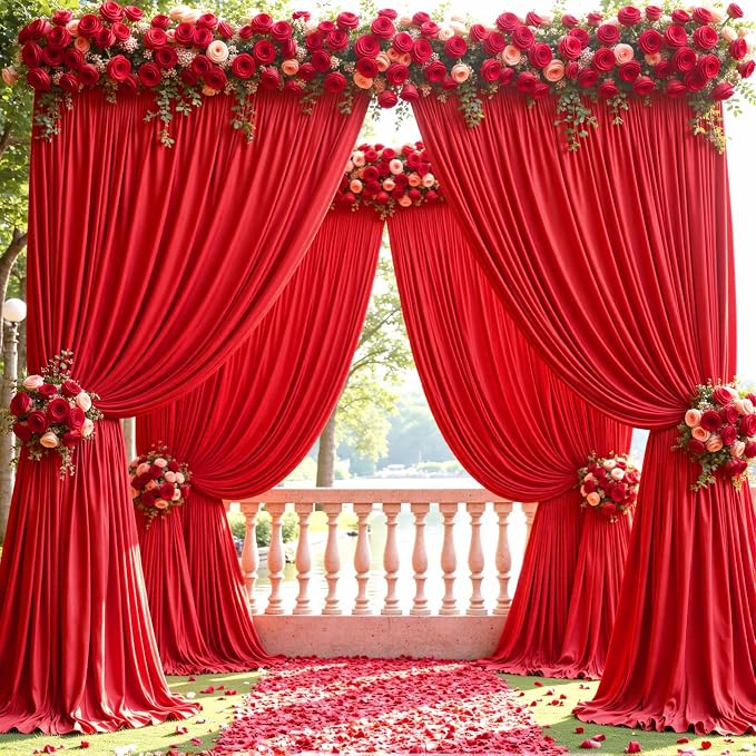 10 Panels Red Backdrop Curtains - Image 4