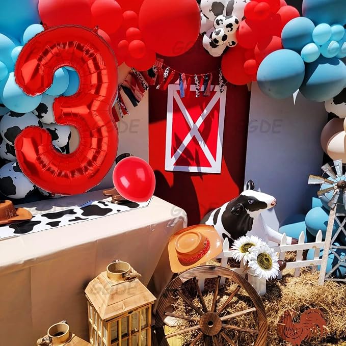 40 Inch 3 Red Number Balloons Mylar Foil Balloons 3rd Birthday Party Decor | - Image 3
