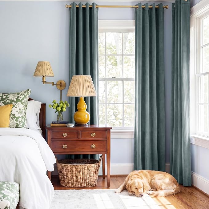 Dark Slate Velvet Curtains for Living Room, W52 x L84 inches, 300GSM Heavy Soft - Image 8