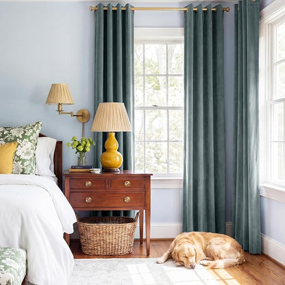 Dark Slate Velvet Curtains for Living Room, W52 x L84 inches, 300GSM Heavy Soft - Image 8
