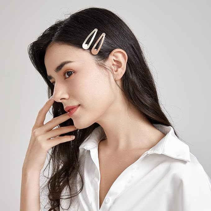 Dofash 12PCS Snap Hair Clips For Women-Non Slip & Metal Hair Barrettes, 5cm 2'' Small Clips For Thin & Fine Hair,Light Brown+Dark Brown