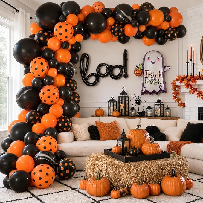 Halloween Black Orange Balloons BOO Ghost Pumpkin Foil Balloons Party Decor | - Image 4