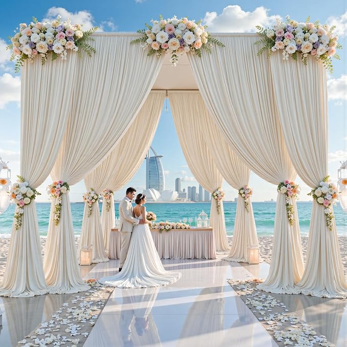 20ft x 15ft Beige Backdrop Curtains - Image 8