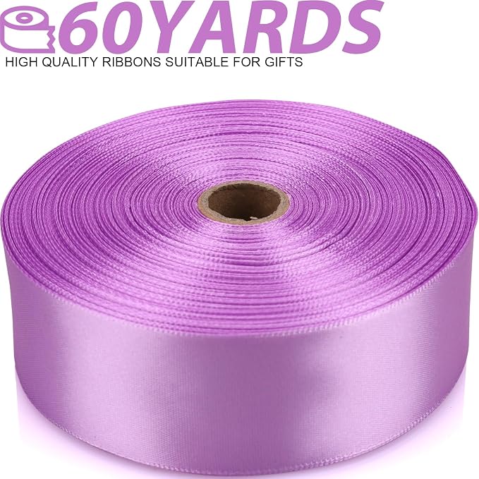1-1/2 Inch 60 Yards Lilac Purple Solid Satin Ribbon - Image 2