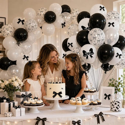 Black Bow Balloons 60PCS Printed Bow - Image 3