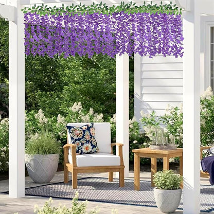 ZINHO 60 Branches Wisteria Hanging Flowers, Artificial Purple Wisteria Flowers - Image 7