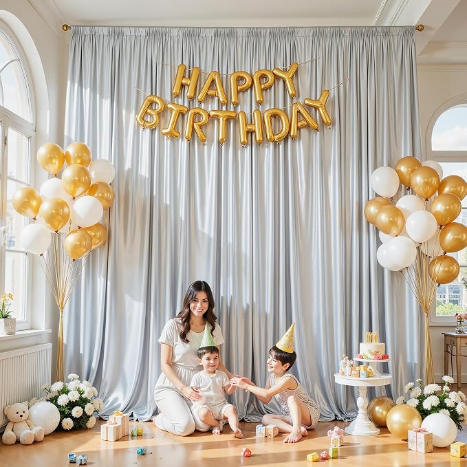 10x10ft Silver Glitter Backdrop Curtain - Image 3