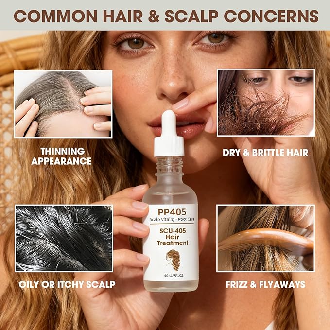 PP405 Hair Treatment – Lightweight Scalp Serum for Fuller-Looking Hair, Non-Greasy Formula with Hyaluronic Acid & Biotin, For Men & Women