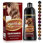 Coffee Hair Dye Shampoo with Argan Oil - 3 in 1 Semi-Permanent Brown Coloring for Men & Women, Easy to Use, 16.9 Fl oz