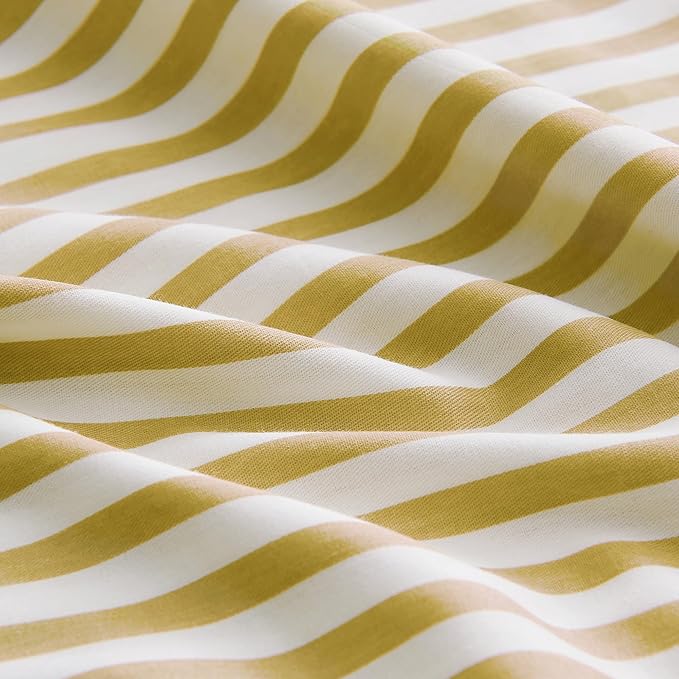 JELLYMONI 100% Cotton Striped Standard Pillowcases Set, 2 Pack White and mustard Yellow Stripes Pillow Covers with Envelope Closure(Pillows are not Included)